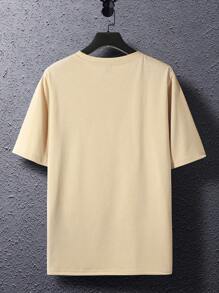 Manfinity Homme 男士有趣的蒙娜麗莎印花t恤 - 杏色 - 查看 3