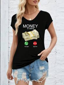 INAWLY T-shirt À Manches Courtes Pour Femme Avec Impression De Lettre