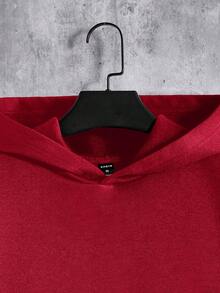 Manfinity RebelGame Men's Hooded Sweatshirt With Printed Emotional Expressions And Warm Fleece - Burgundy - View 3