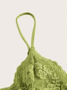 SHEIN ICON 單色花邊拼接褶皺背心上衣