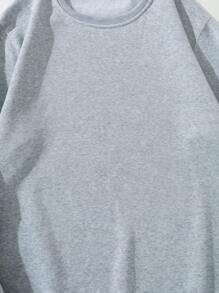 Men'S Fleece Love Letter Print Sweatshirt - Grey - View 4