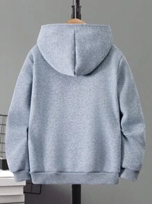 SHEIN 男孩斜拉鍊字母印花連帽衛衣