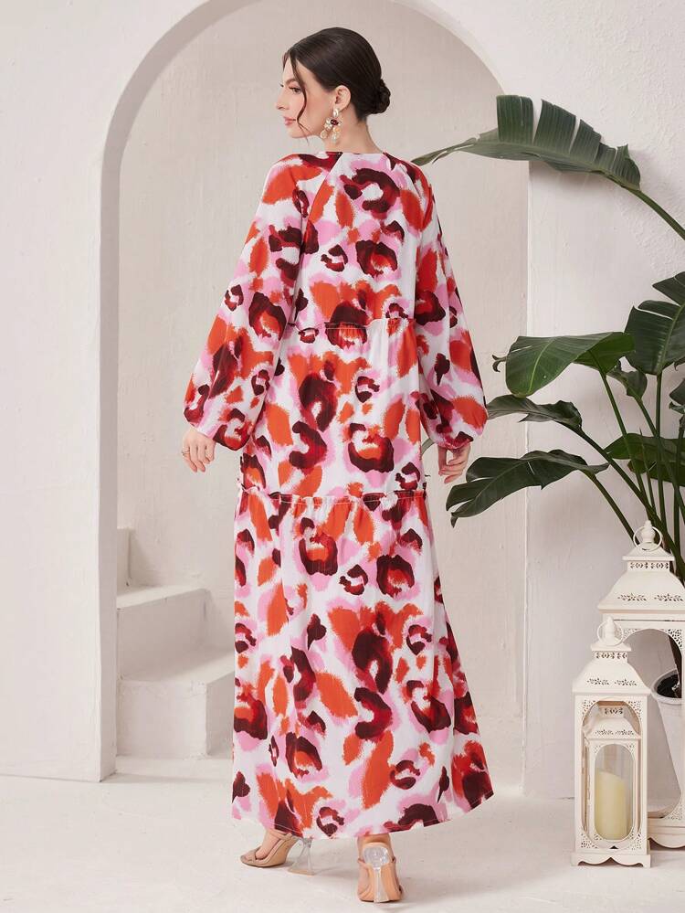 Tie-Dye Notched Neckline Dress