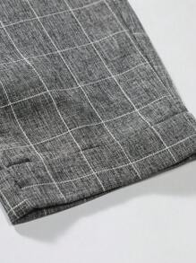 Manfinity Homme Men's Plaid Suit Trousers With Diagonal Pockets, No Belt Included - Grey - View 5