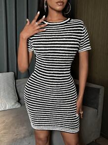 Zolique Vestido Suéter A Rayas De Cachemira De Visón