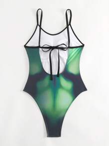 SHEIN Swim Bộ đồ bơi một mảnh nhuộm loang mùa hè Carnival - Nhiều màu - Xem 4
