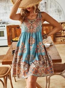 SHEIN LUNE Vestido Estampado Sin Mangas - Multicolor - Ver 5