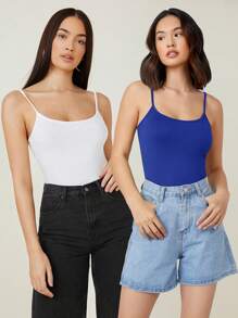SHEIN BASICS Solid Color Casual Camisole - Royal Blue - View 1