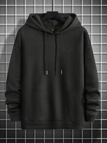 Manfinity EMRG 男士宽松图案印花连帽运动衫，带保暖内衬，适合寒冷天气 - 灰色 - 查看 3