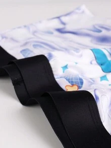 ملخصات رجالية نصف طويلة بطبعة كارتونية وفروع لونية - متعدد الألوان - مشاهدة 7