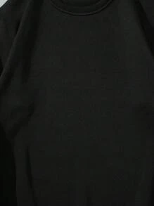 Men's Letter & Heart Print Fleece Sweatshirt - Black - View 8