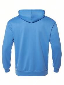 Manfinity Sport Corelite Men Contrast Side Seam Drawstring Sports Hoodie & Sweatpants, Athletic Suit, Tracksuit Workout Set - Blue - View 2