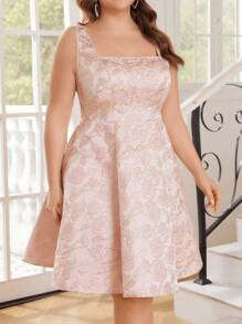 SHEIN Belle Rozmiar Plus Luksusowy Złoto I Srebrny Nitka Żakard Elegancki Sukienka koktajlowa - Wielokolorowe - Zobacz 3