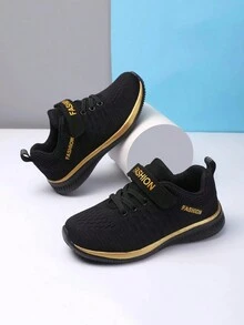 Kids' Spring Lightweight Breathable Sneakers For Boys And Girls, Black Color, Suitable For Running On Campus - Black - View 7