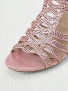 Styleloop Của phụ nữ Long lanh Dày Giày cao gót Chóp giầy mở ra Dép xăng đan , Phong cách Bohemian Cho mùa xuân Và Mùa hè - Hồng - Xem 4