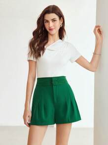 MOTF PREMIUM 編織女士實色摺疊褶裙短褲