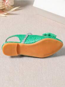 時尚獨特的大假珍珠兒童平底鞋 - 綠色 - 查看 4