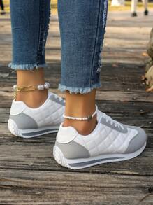 2025 Autumn Women's Autumn Lace-Up Sneakers, Fashionable, Versatile And Comfortable White Shoes