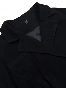 Manfinity Homme Men's Plus Size Trench Coat With Notched Collar, Tie And Belt - Black - View 6