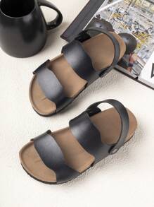 Sandalias Planas Negras Para Niños - Negro - Ver 2