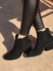 女士西式编织度假波西米亚风牛仔靴，适合音乐节、万圣节、圣诞节和派对 - 黑色 - 查看 5