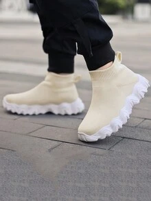 Boys' Comfortable, Fashionable, Breathable, Casual Sneakers For Spring - Beige - View 1