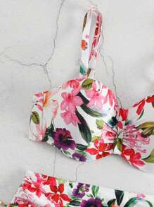 SHEIN Swim Bộ bikini in hoa dành cho nữ đi biển mùa hè Carnival - Nhiều màu - Xem 4