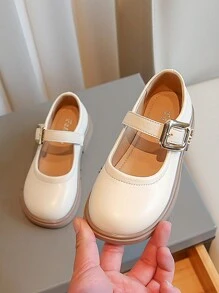 Zapatos de princesa para niñas, de suela suave y piel para desempeño - Beis - Ver 2