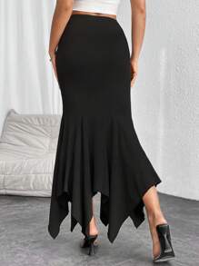Firerie Women's Bodycon Asymmetrical Fish Tail Hem Skirt - Black - View 2