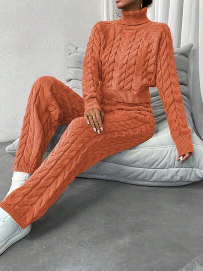 EMERY ROSE 高領長袖針織毛衣和針織長褲套裝