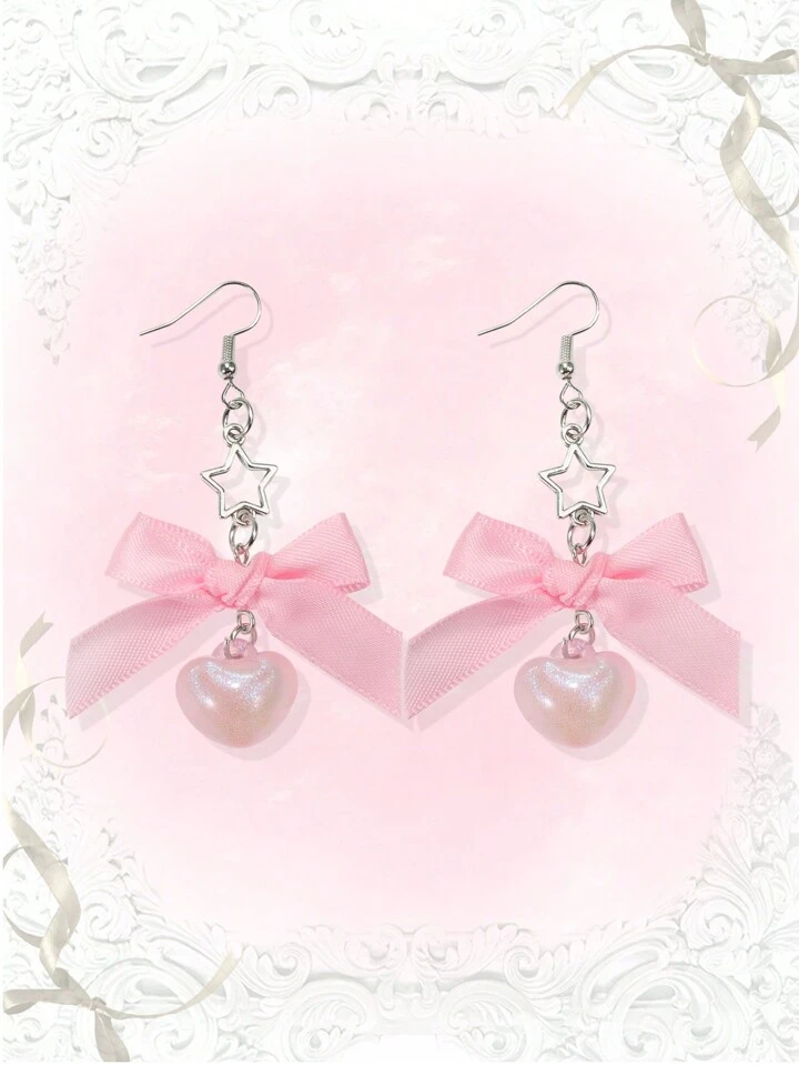 ピアス [KATENKELLY] Velvet Bow Heart Earrings Dulce Double Bow Heart Locket Earrings – Feels Like Sno