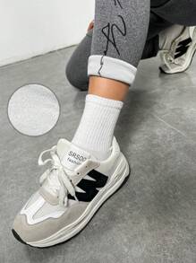 SHEIN EZwear Kvinnors brevbroderi Termofodrade långa Leggings - Grå - Visa 3