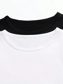 GlowEve Women's Black & White T-Shirt Set - White - View 4