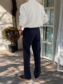 Suéter De Cuello Alto Y Color Sólido Para Hombres - Blanco - Ver 2