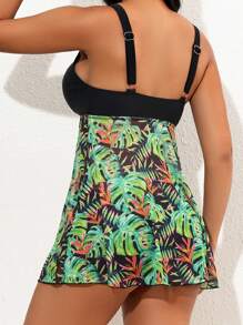 Swim Lushoire Summer Women'S Casual Tropical Plant Print Cami Tankini