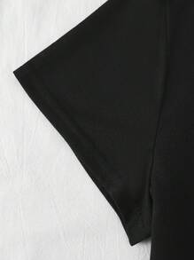 SHEIN EZwear 女士月亮印花短袖 T 卹 - 黑色 - 查看 4