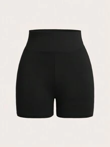 SHEIN EZwear 女款短褲打底褲 - 黑色 - 查看 3