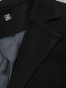 Manfinity Homme Men's Plus Size Trench Coat With Notched Collar, Tie And Belt - Black - View 7