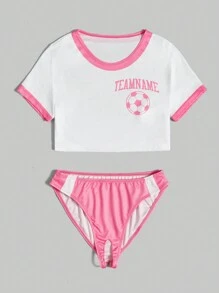 ROMWE Street Life Conjunto De Lencería Sexy De Fútbol - Multicolor - Ver 1