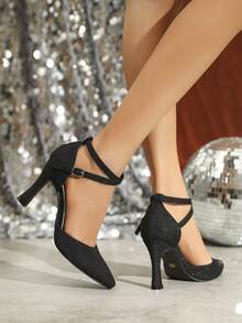 女士黑色尖頭細高跟時尚派對鞋 - 黑色 - 查看 5