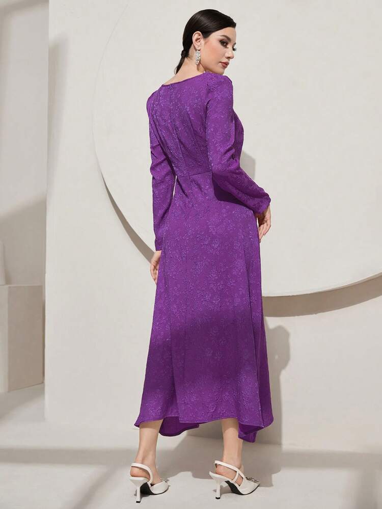 Women'S Sweetheart Neckline Long Sleeve Dress