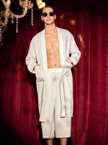 Manfinity VCAY Men'S Woven Shirt And Pants Set - White - View 6