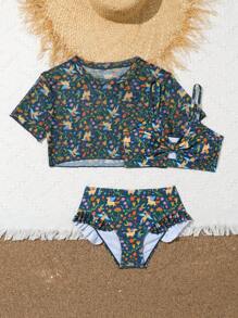 Tween Girl All-Over Print Bikini Set Summer Beach