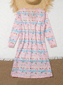 Tween Girls' Palm Tree Print Kimono Cardigan