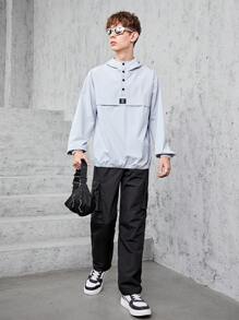 Teen Boy'S Solid Color Cargo Pants - Black - View 6