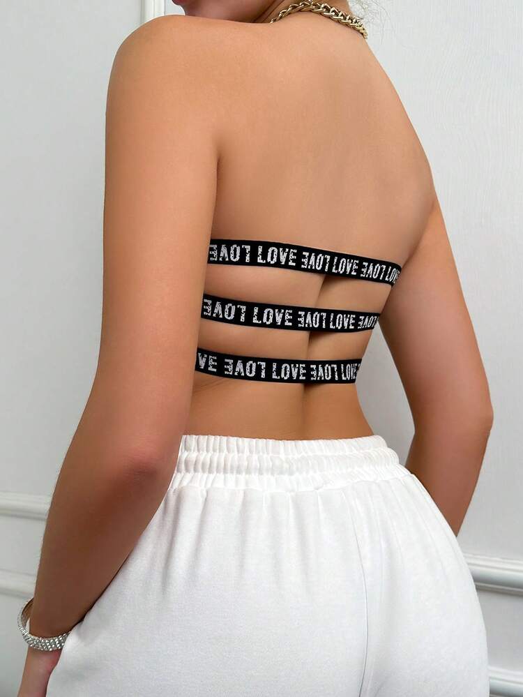 Women's Letter Printed Bandeau Bra