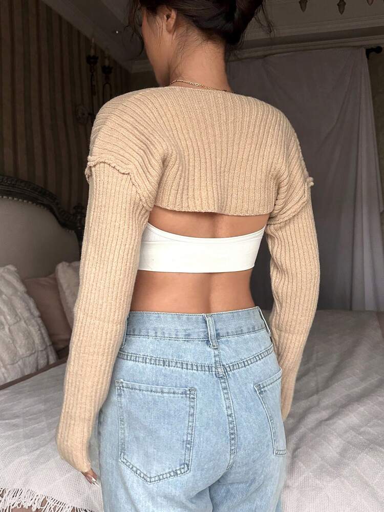 1pc Women's Solid Color Open-Front Shrug Fall Cloth For Women