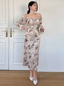 DAZY Của phụ nữ In bướm Ruffle Ngực Thiết kế Đầm - Nhiều màu - Xem 3