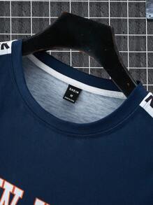 Manfinity Homme Men Letter Printed Short Sleeve Casual T-Shirt, Letter, Boyfriend Gift - Multicolor - View 4