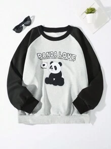 Cô gái Tween In gấu trúc hoạt hình  Nối Áo nỉ - Xám - Xem 1